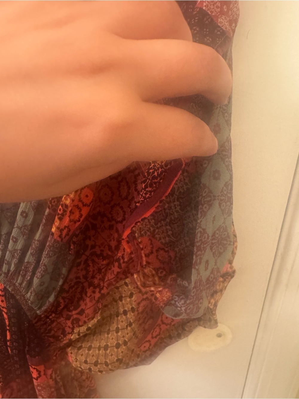 easel Patchwork Maxi Dress in Red and Black - Picture 7 of 7